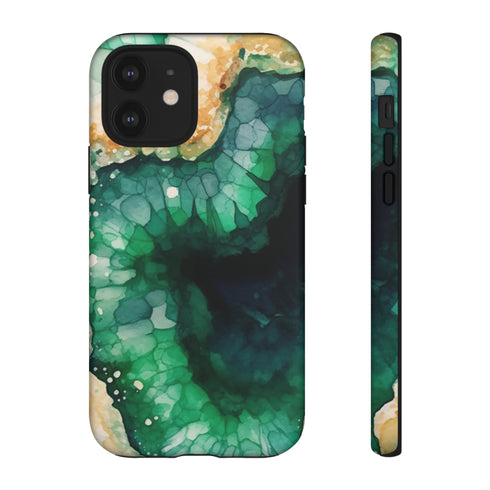 Green Geode in Watercolor - Impact Resistant Phone Case iPhone 12 Matte